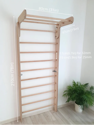 Wooden Swedish Ladder with Slider indoor playground Kittenfield K3200