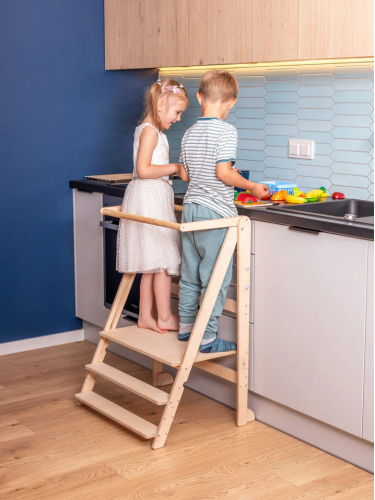 Double kitchen helper tower Twin kitchen helper stool